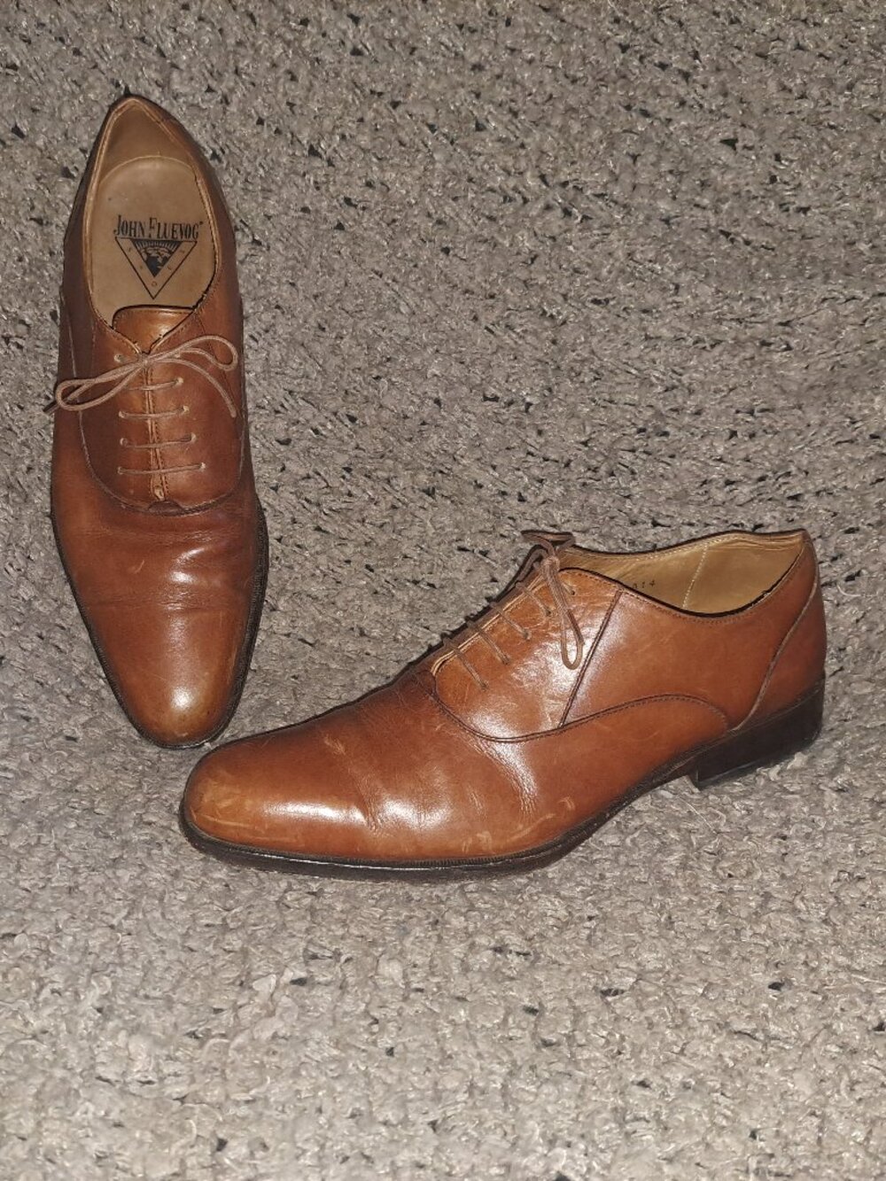 JOHN FLUEVOG-Twin Turbine-Brown Leather Oxfords-Lace Up-Size 8-Very Good